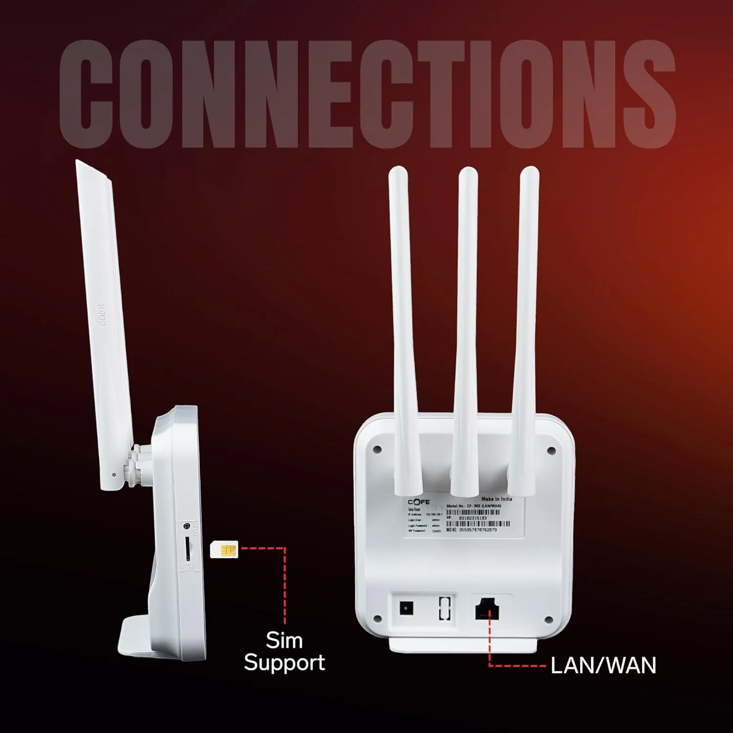 Cofe Sim Router CF903 WIFI 6 4G 300 Mbps 3 Antenna view 5